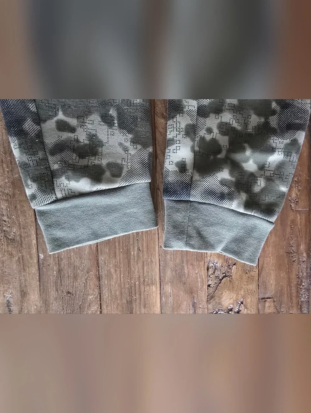 Nike Fleece Tech Olive Green Camouflage Joggers with Red Logo Patch